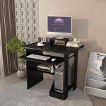 ALISENED Home Office Computer Desk with Monitor Stand Keyboard Tray, 29.5 Inch Study Writing Desk Small PC Laptop Table with Storage Shelves, Modern Workstation for Small Spaces Save Space - Image 2
